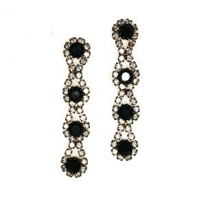 Black Austria n Clear Crystal Evening Earrings